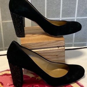 Ann Taylor suede glitter block heel pumps, Size 6